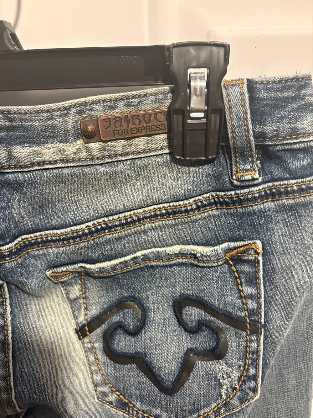 Light Blue Boot Cut Jeans with Subtle Fading Rerock by Express